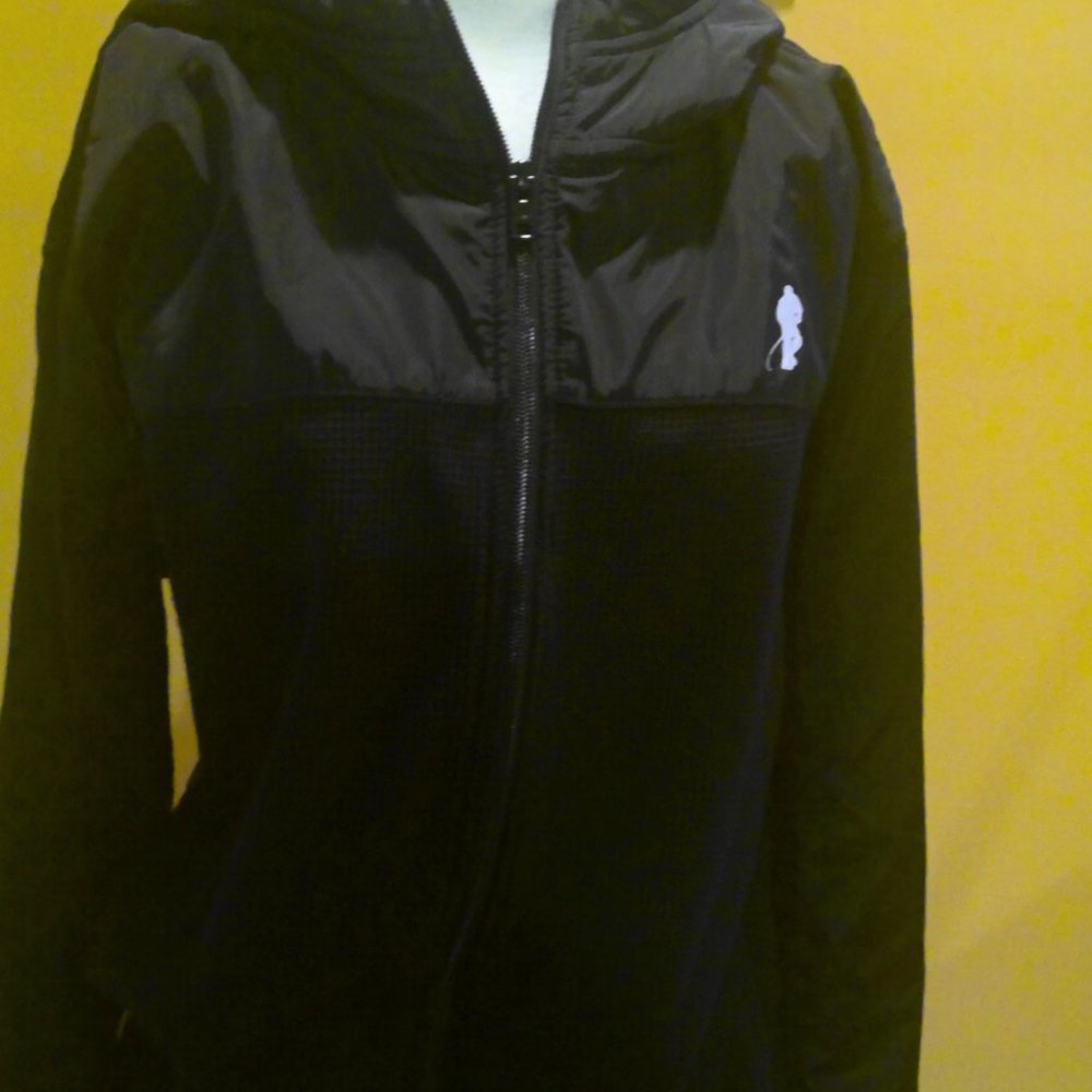 GONGSHOW BLACK ZIPPERED AND HOODED MENS JACKET -HOCKEY-SIZE LARGE